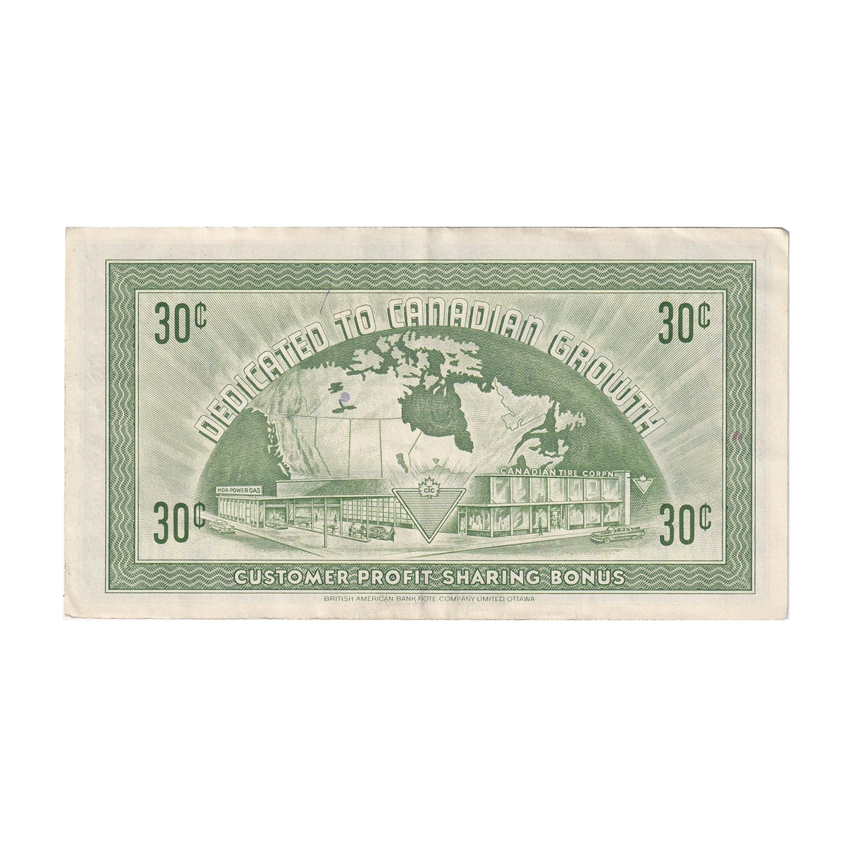 G7-F-G1 Thin 30 1972 Canadian Tire Coupon 30 Cents Extra Fine