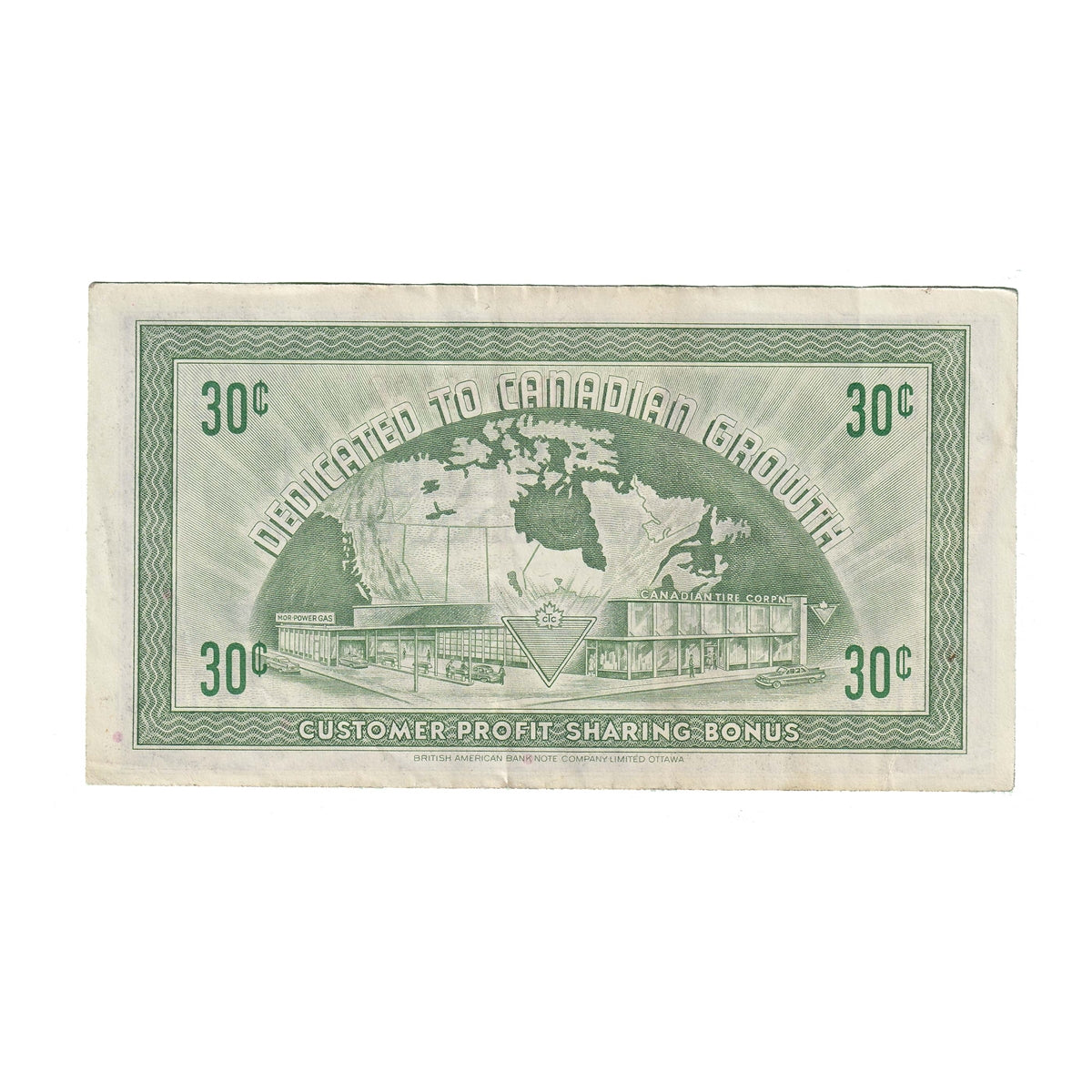 G7-F-G3 Bold 30 1972 Canadian Tire Coupon 30 Cents VF-EF