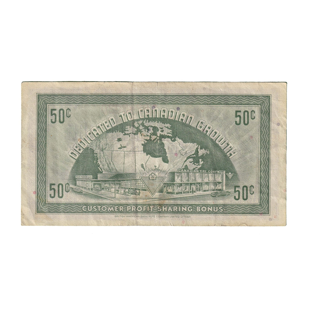 G7-J-U 1972 Canadian Tire Coupon 50 Cents Very Fine