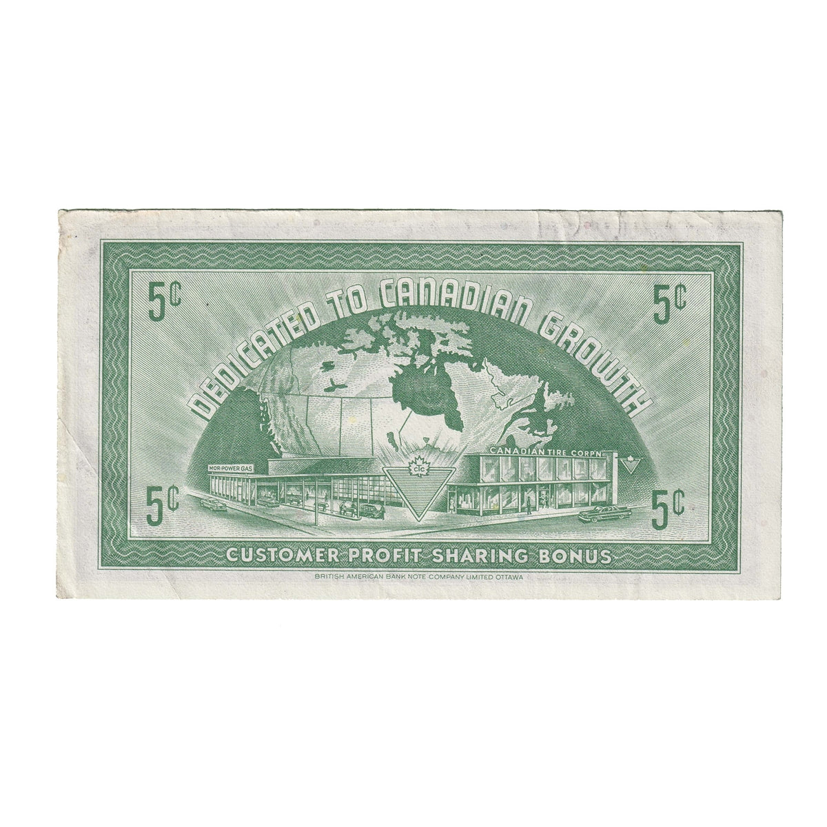 G8-A-S3b Inverted S 1978 Canadian Tire Coupon 5 Cents Almost Uncirculated