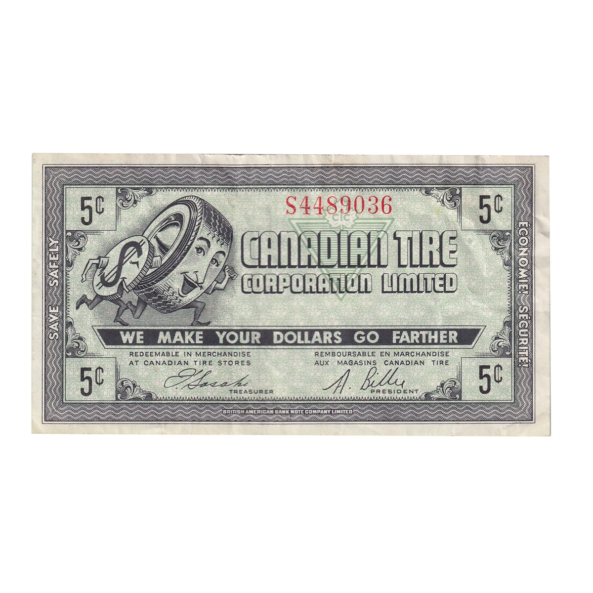 G8-A-S3b Inverted S 1978 Canadian Tire Coupon 5 Cents Very Fine