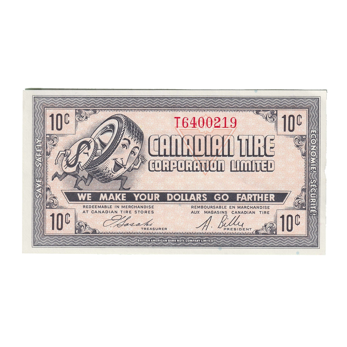 G8-B-T1 Plain T 1978 Canadian Tire Coupon 10 Cents AU-UNC