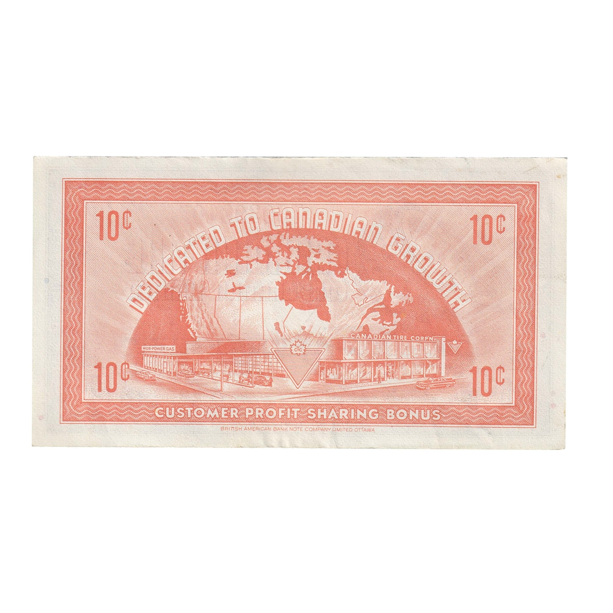 G8-B-T1 Plain T 1978 Canadian Tire Coupon 10 Cents Almost Uncirculated