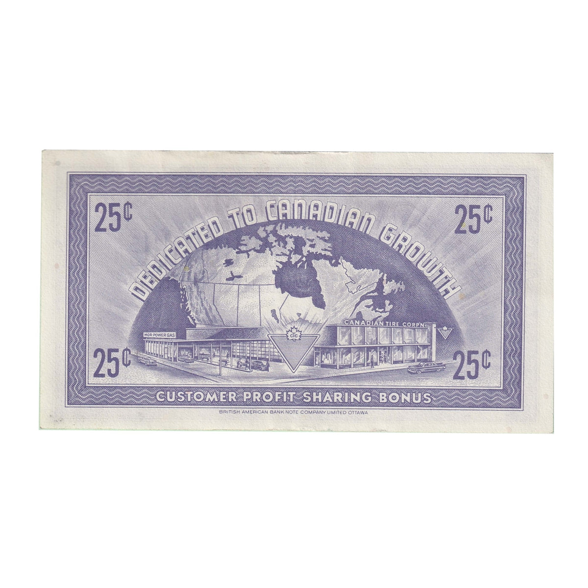 G8-C-V1 Plain V 1978 Canadian Tire Coupon 25 Cents Almost Uncirculated