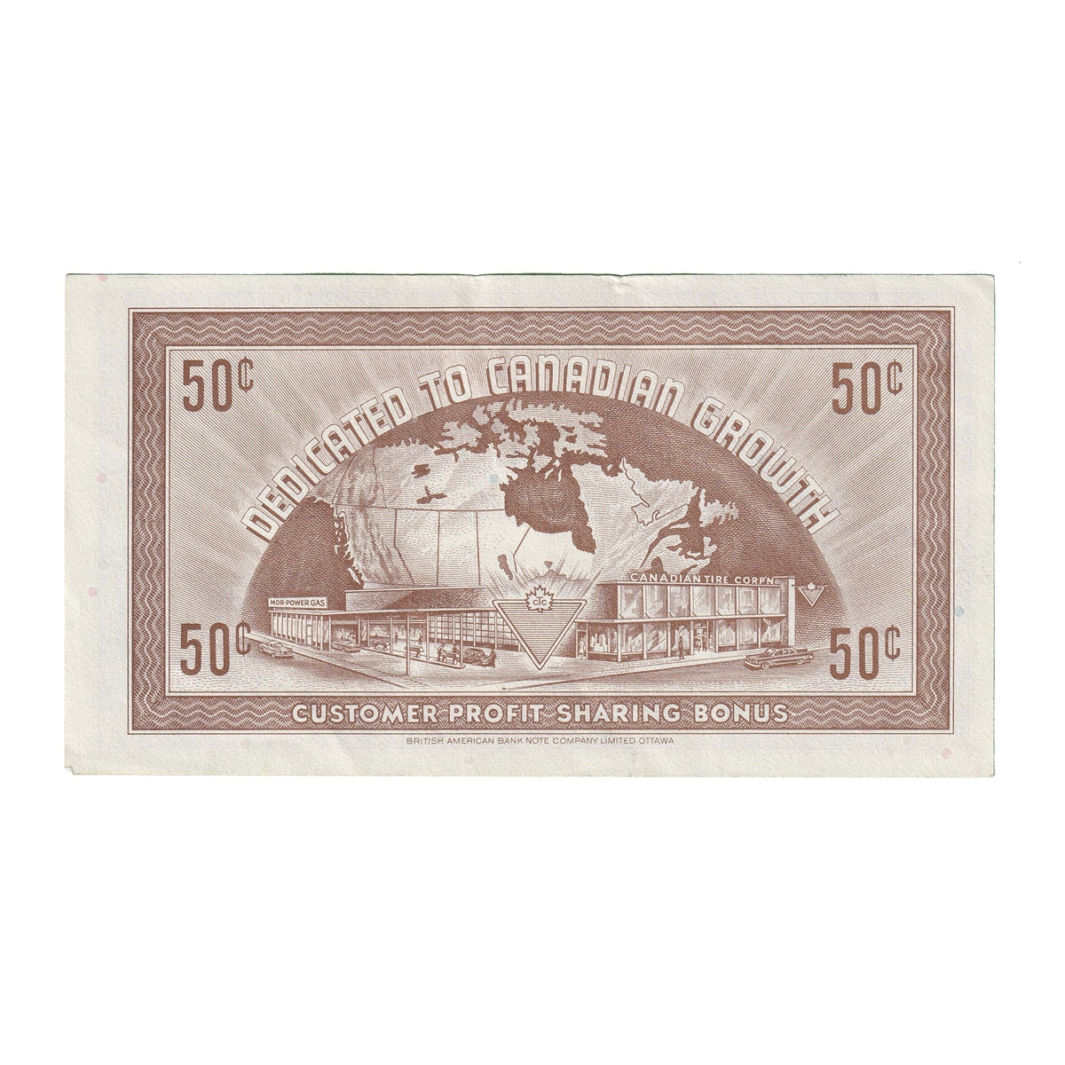 G8-D-U1 Plain U 1978 Canadian Tire Coupon 50 Cents Almost Uncirculated