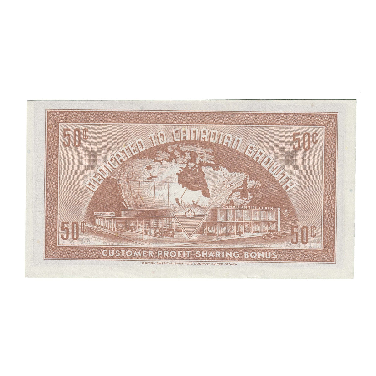 G8-D-U2 Serifs 1978 Canadian Tire Coupon 50 Cents AU-UNC