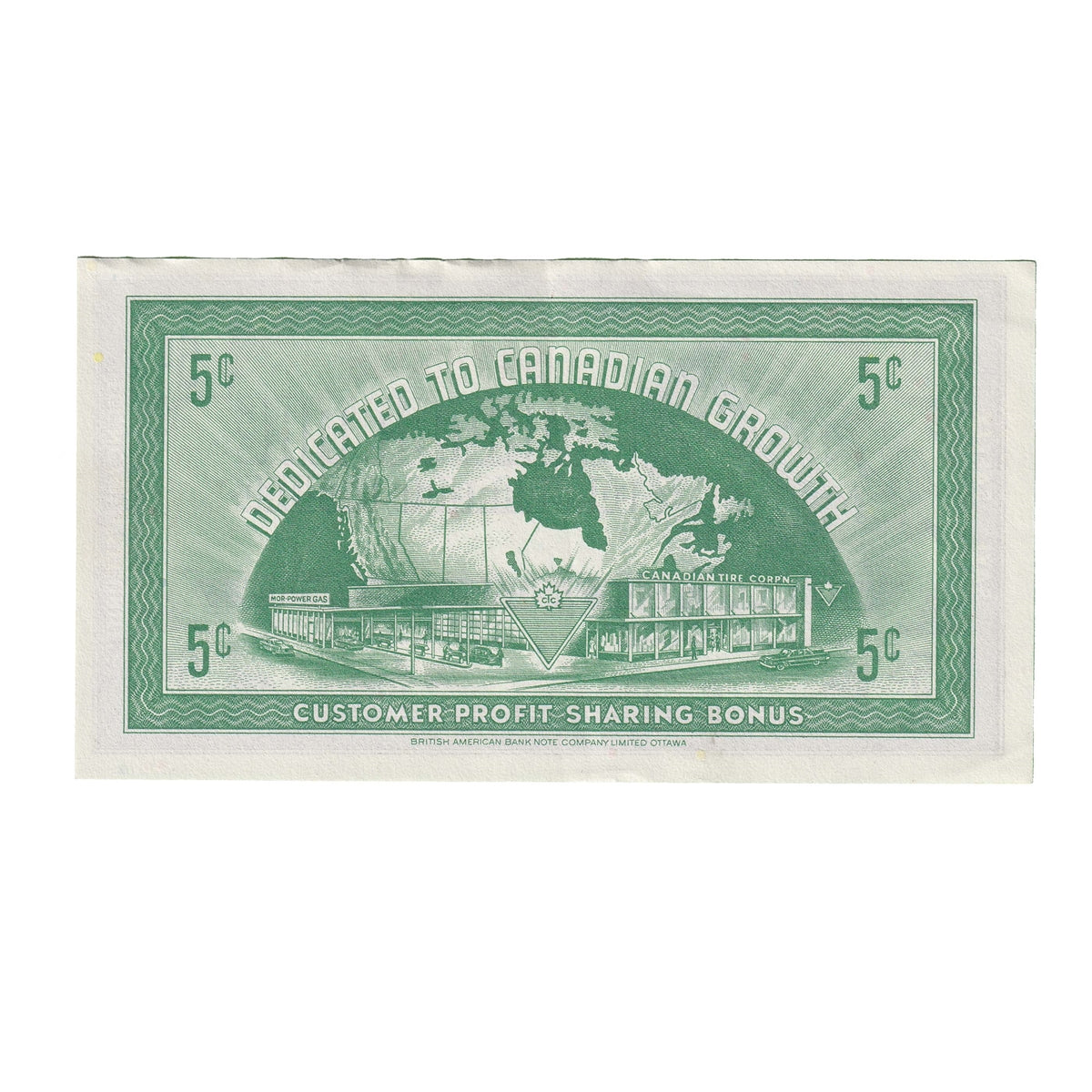 G9-A-S2b Inverted Serifs 1985 Canadian Tire Coupon 5 Cents Extra Fine