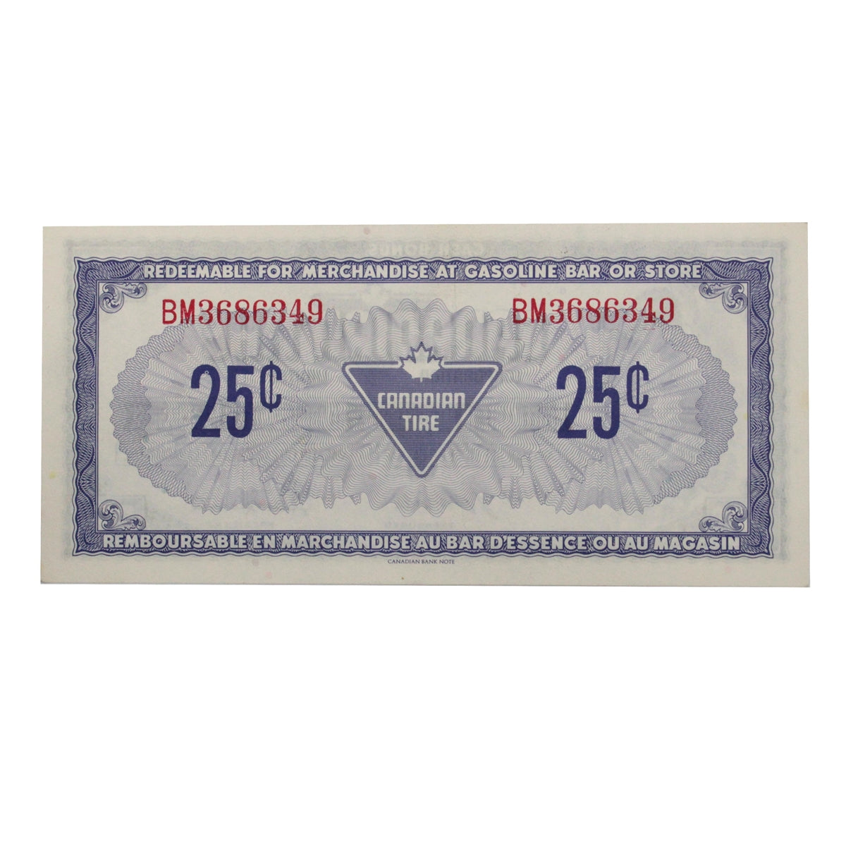 S4-D-BM1 Red # 1974 Canadian Tire Coupon 25 Cents AU-UNC