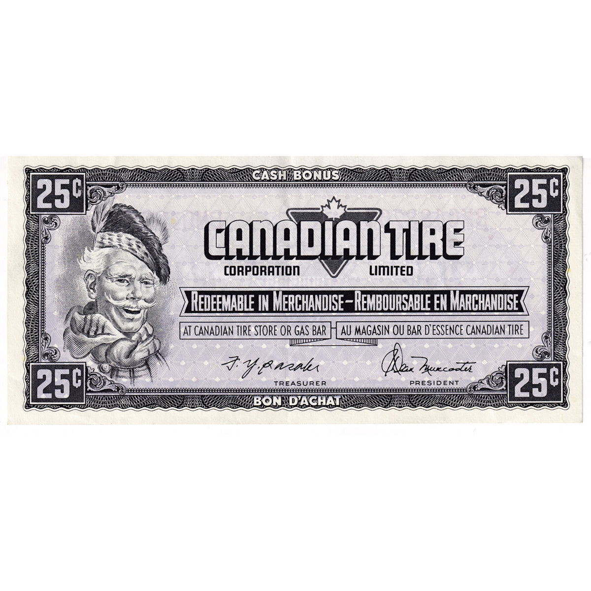 S4-D-BM1 Red # 1974 Canadian Tire Coupon 25 Cents Extra Fine