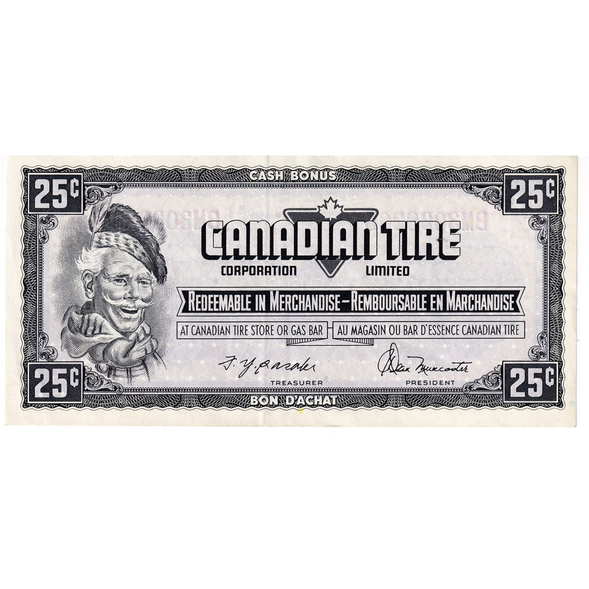 S4-D-BM2 Orange # 1974 Canadian Tire Coupon 25 Cents Extra Fine