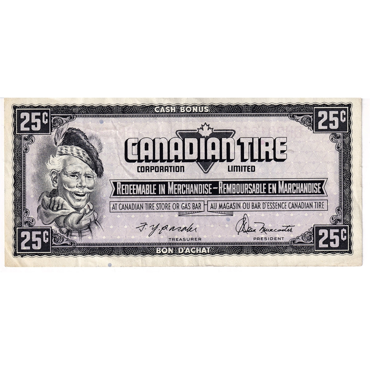 S4-D-DN 1974 Canadian Tire Coupon 25 Cents Very Fine