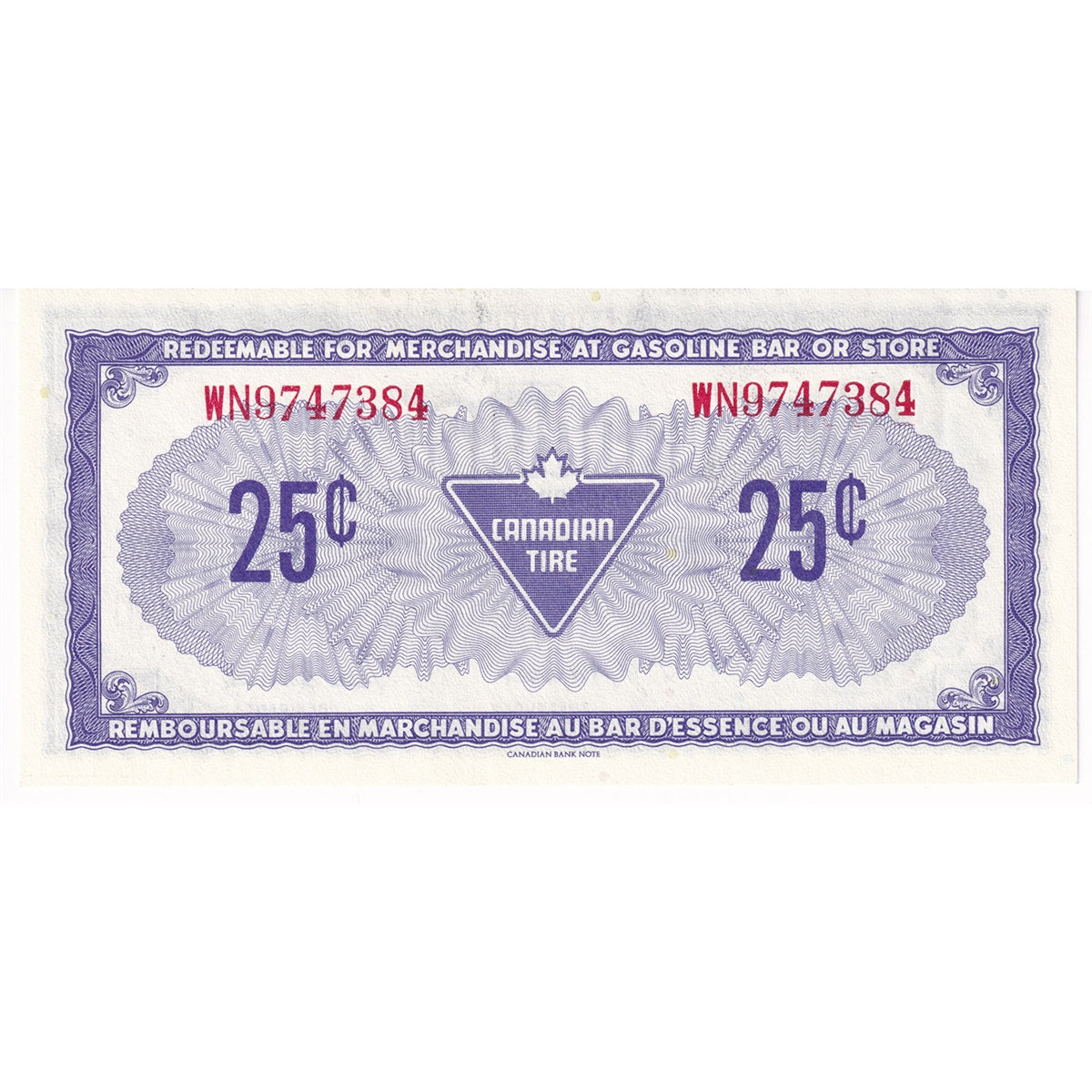 S4-D-WN 1974 Canadian Tire Coupon 25 Cents AU-UNC
