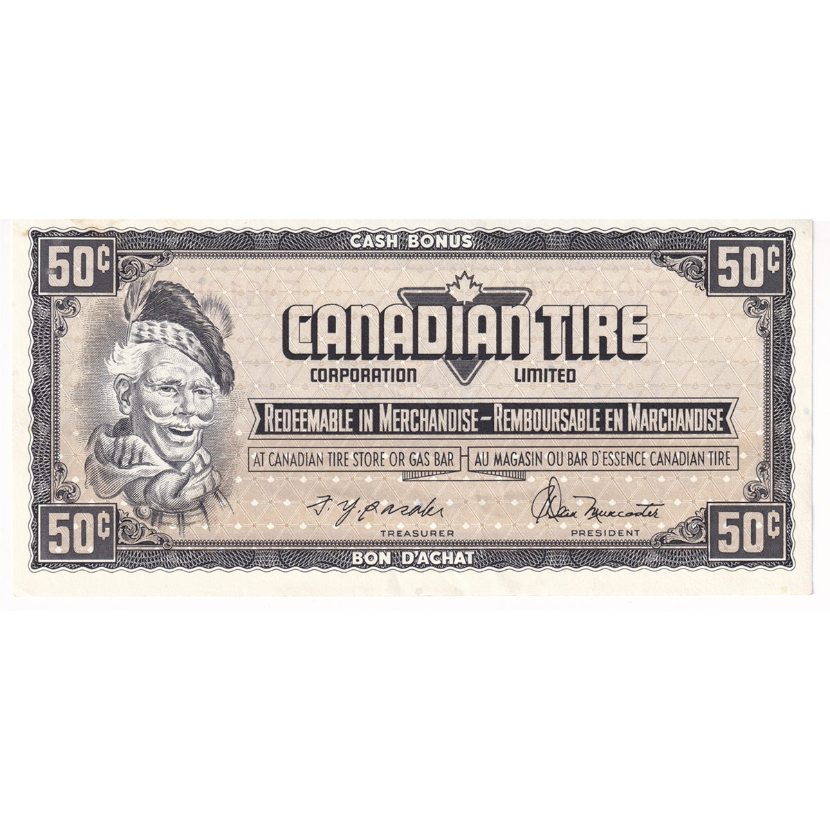 S4-E-EN 1974 Canadian Tire Coupon 50 Cents AU-UNC