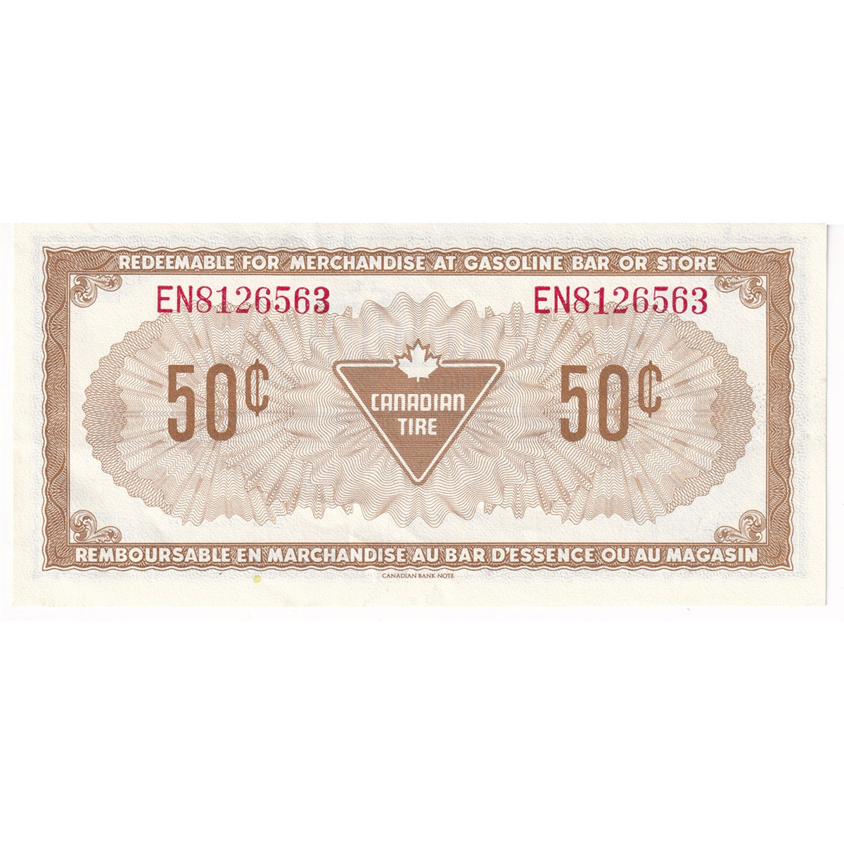 S4-E-EN 1974 Canadian Tire Coupon 50 Cents AU-UNC