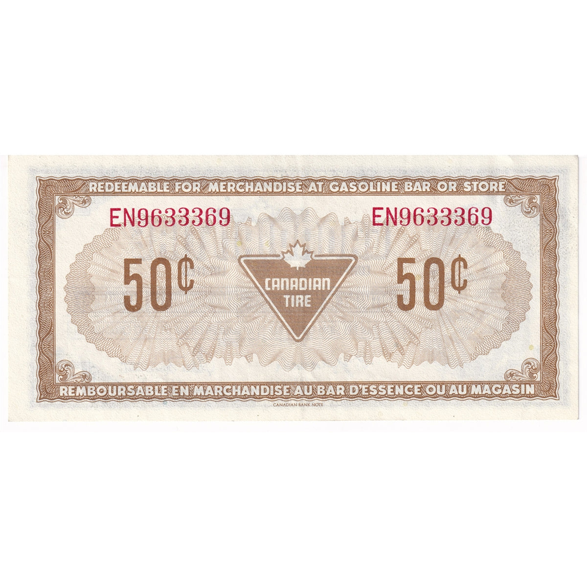 S4-E-EN 1974 Canadian Tire Coupon 50 Cents Extra Fine