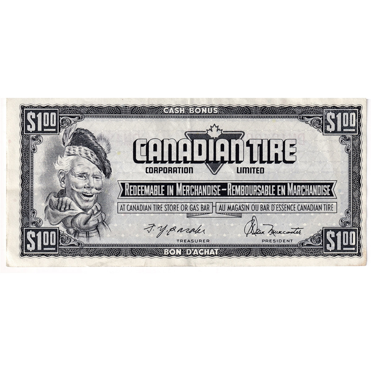 S4-F-DM1 1974 Canadian Tire Coupon $1.00 VF-EF