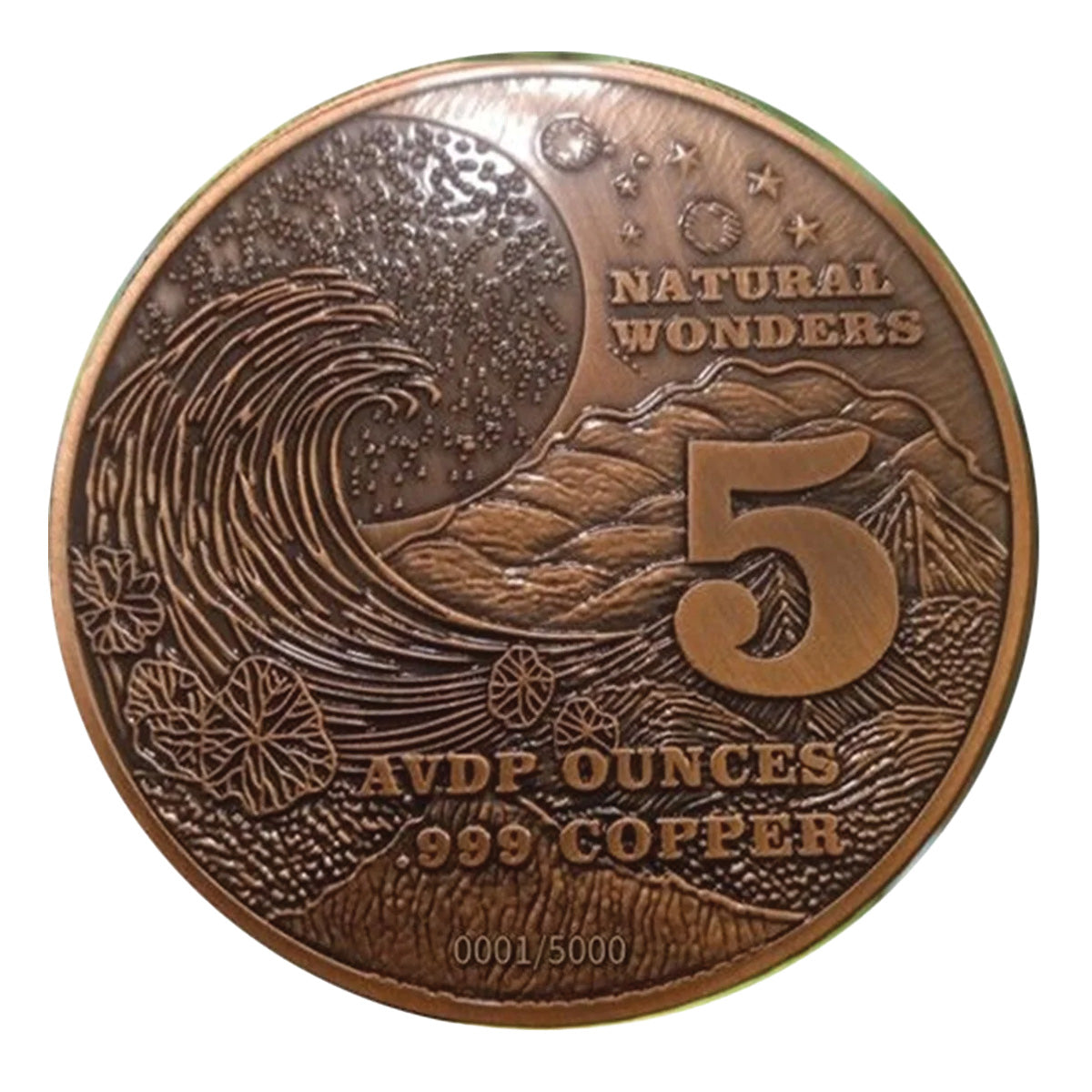 Yosemite Coloured High Relief 5oz. AVDP .999 Fine Copper Round