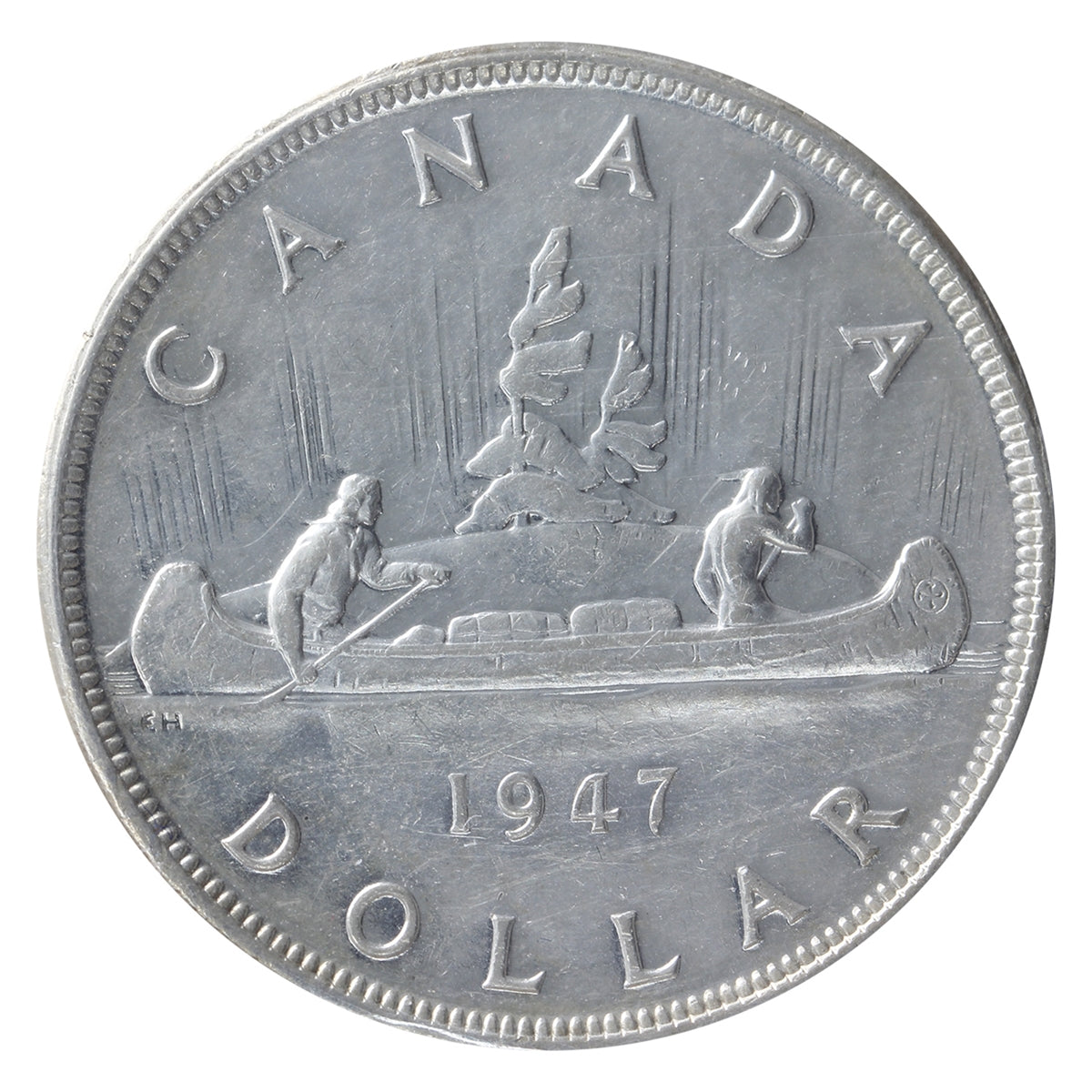 1947 Pointed 7, Quadruple Punch HP Canada Dollar ICCS Certified EF40