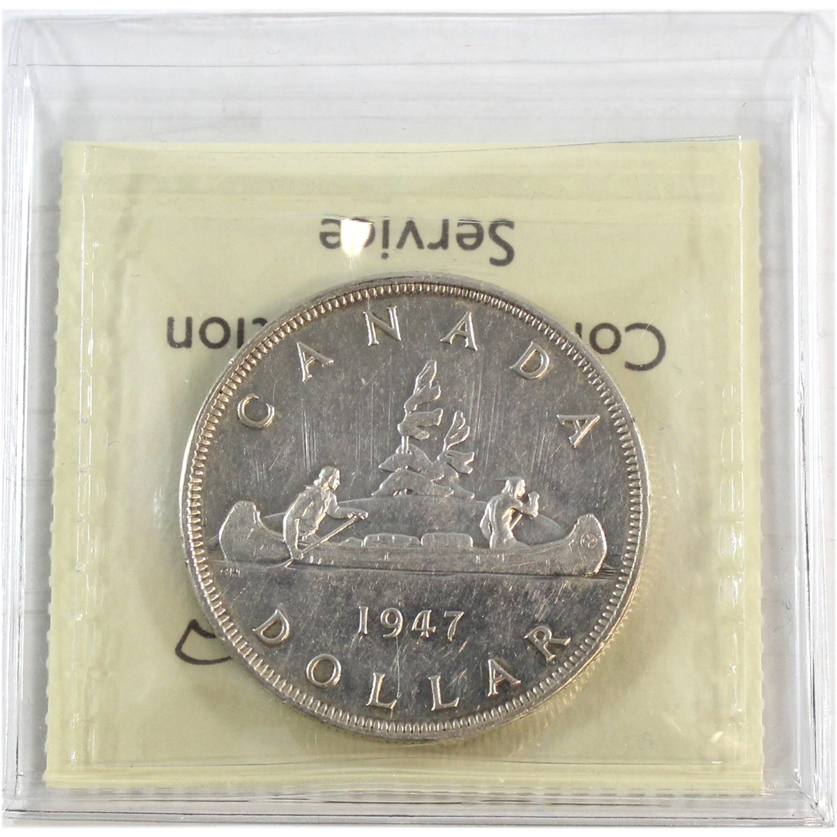 1947 Pointed 7 with Dot Canada Dollar ICCS Certified EF45