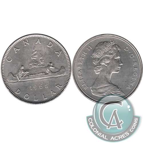 1968 No Island Canada Nickel Dollar Uncirculated (MS60)