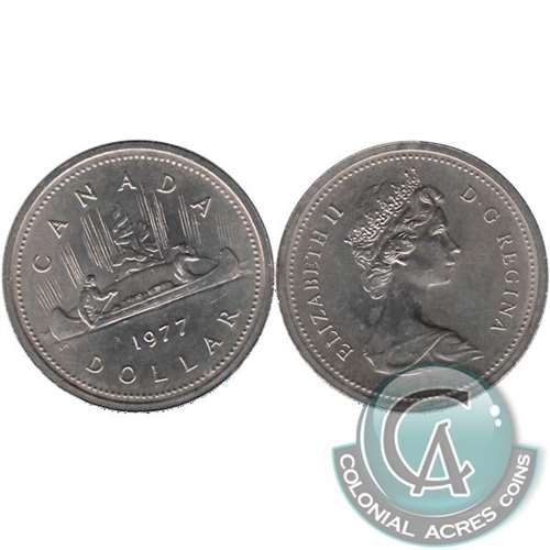 1977 Var. 2 Det. Jewel FWL Canada Nickel Dollar UNC+ (MS62)