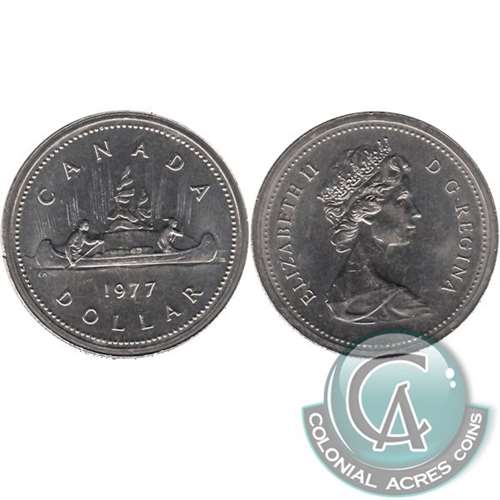 1977 Var. 3 Det. Jewel SWL Canada Nickel Dollar UNC+ (MS62)