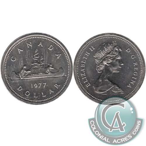 1977 Var. 3 Det. Jewel SWL Canada Nickel Dollar Uncirculated (MS60)