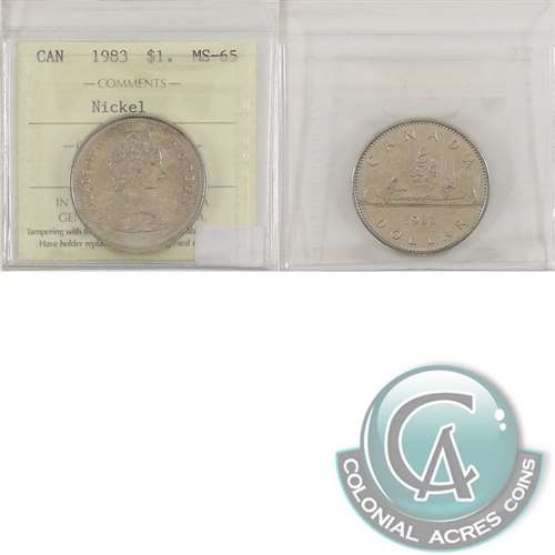 1983 Canada Nickel Dollar ICCS Certified MS65