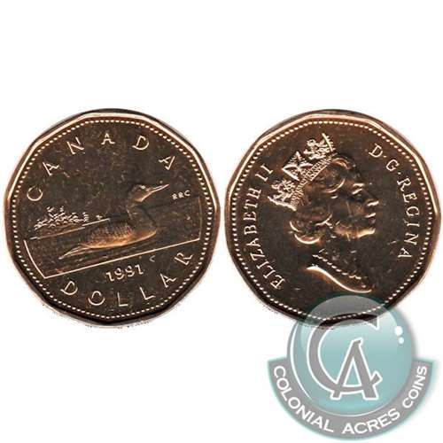 1991 Canada Loon Dollar Brilliant Uncirculated (MS63)