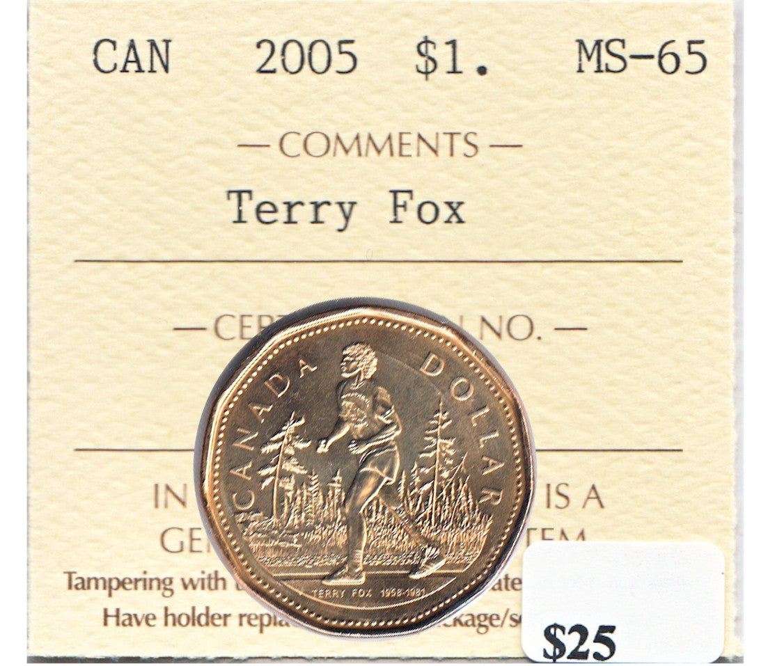 2005 Terry Fox Canada Dollar ICCS Certified MS65