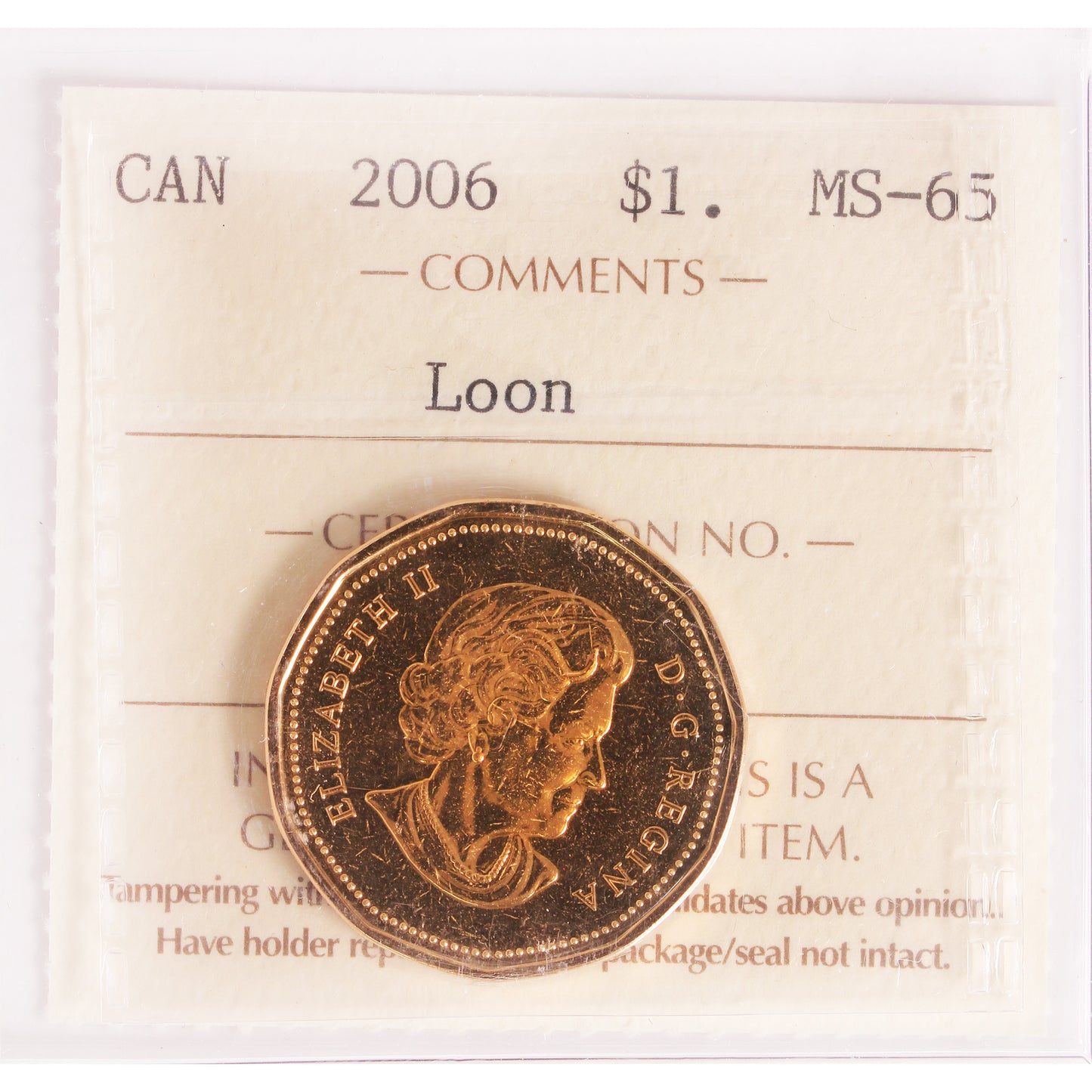 2006 Canada Loon Dollar ICCS Certified MS65