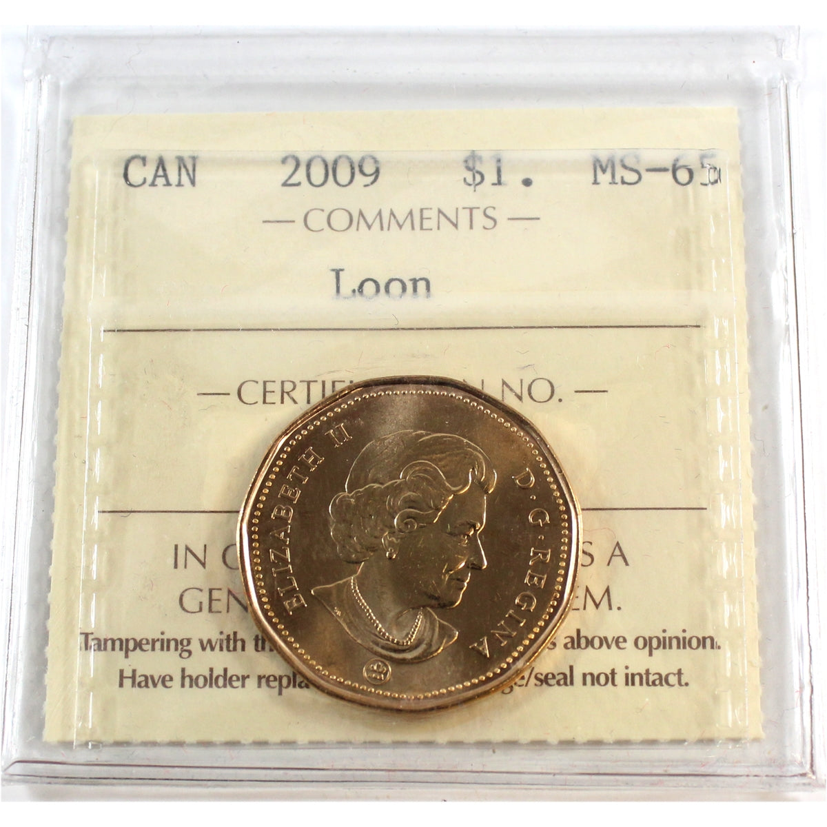 2009 Canada Loon Dollar ICCS Certified MS65