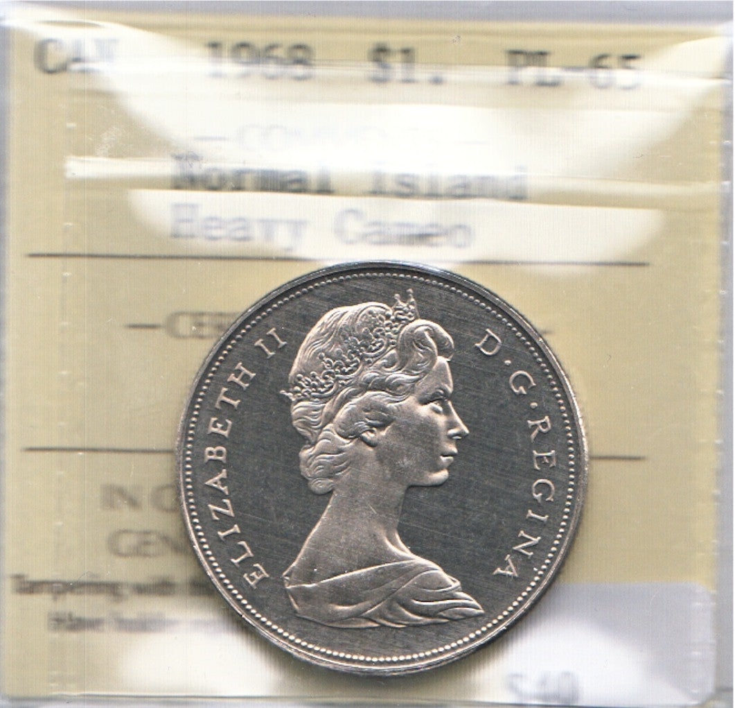 1968 Normal Island Canada Dollar ICCS Certified PL65 Heavy Cameo