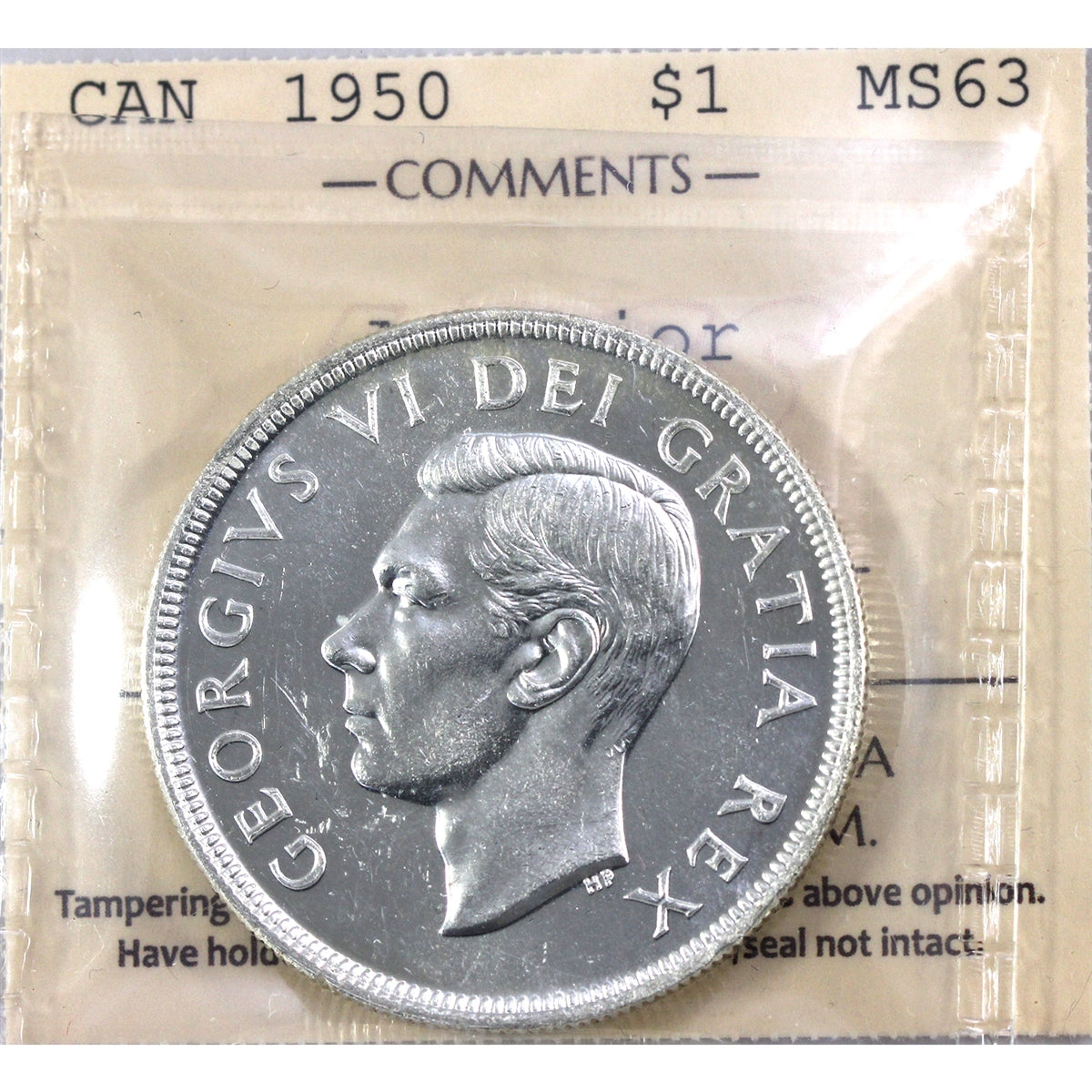 1950 Arnprior Canada Dollar ICCS Certified MS63 – Colonial Acres Coins