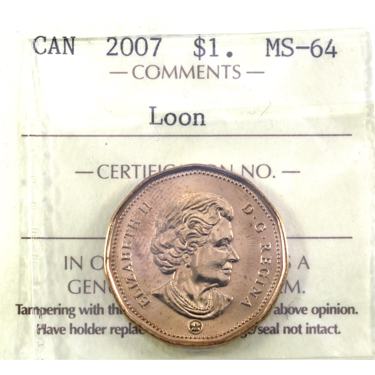 2007 Canada Loon Dollar ICCS Certtified MS64