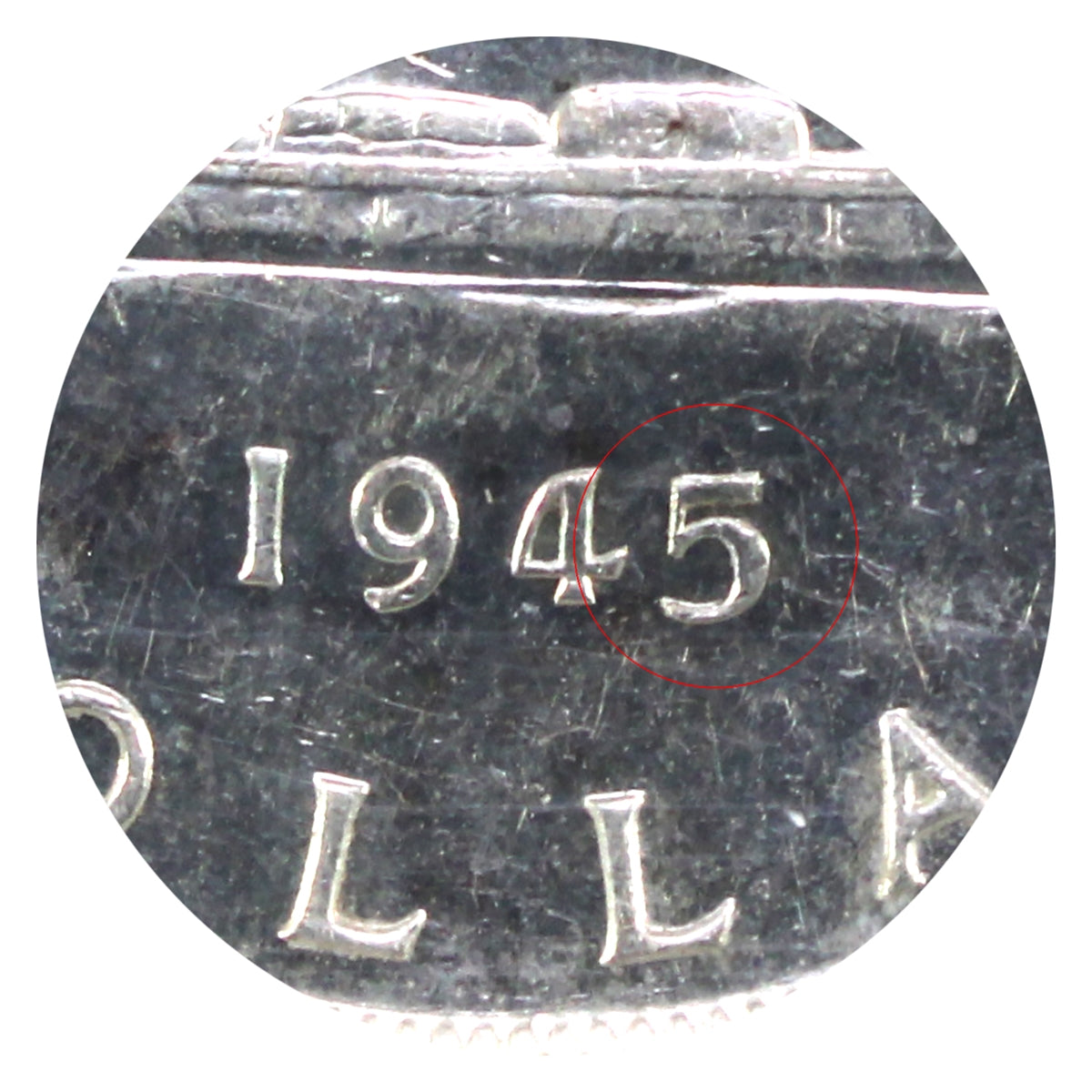 1945 Double 5 Canada Dollar ICCS Certified EF40