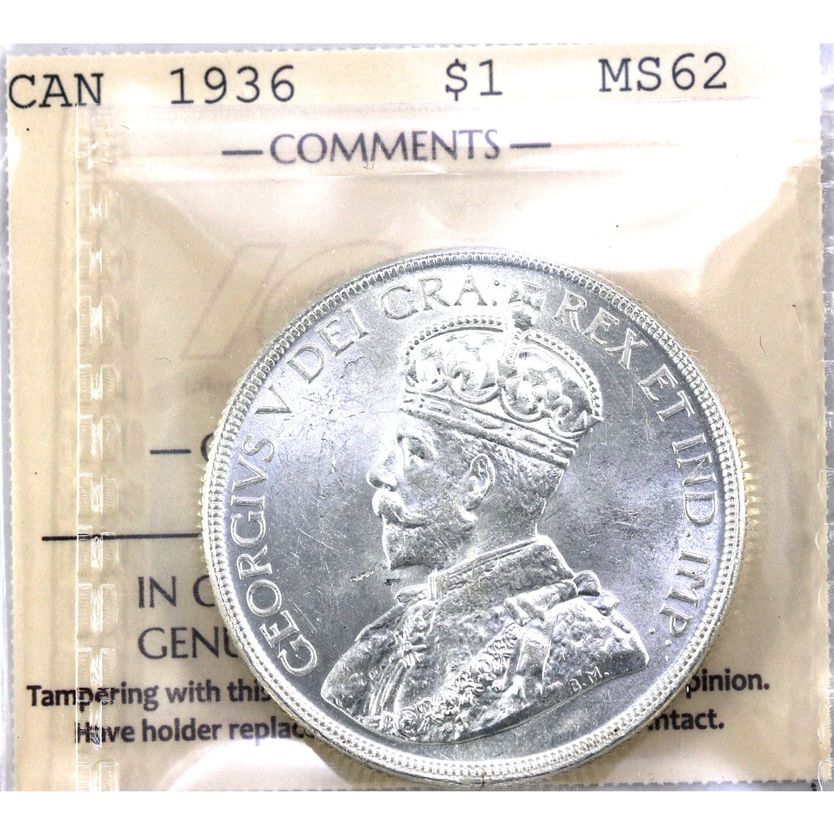 1936 Canada Dollar ICCS Certified MS62