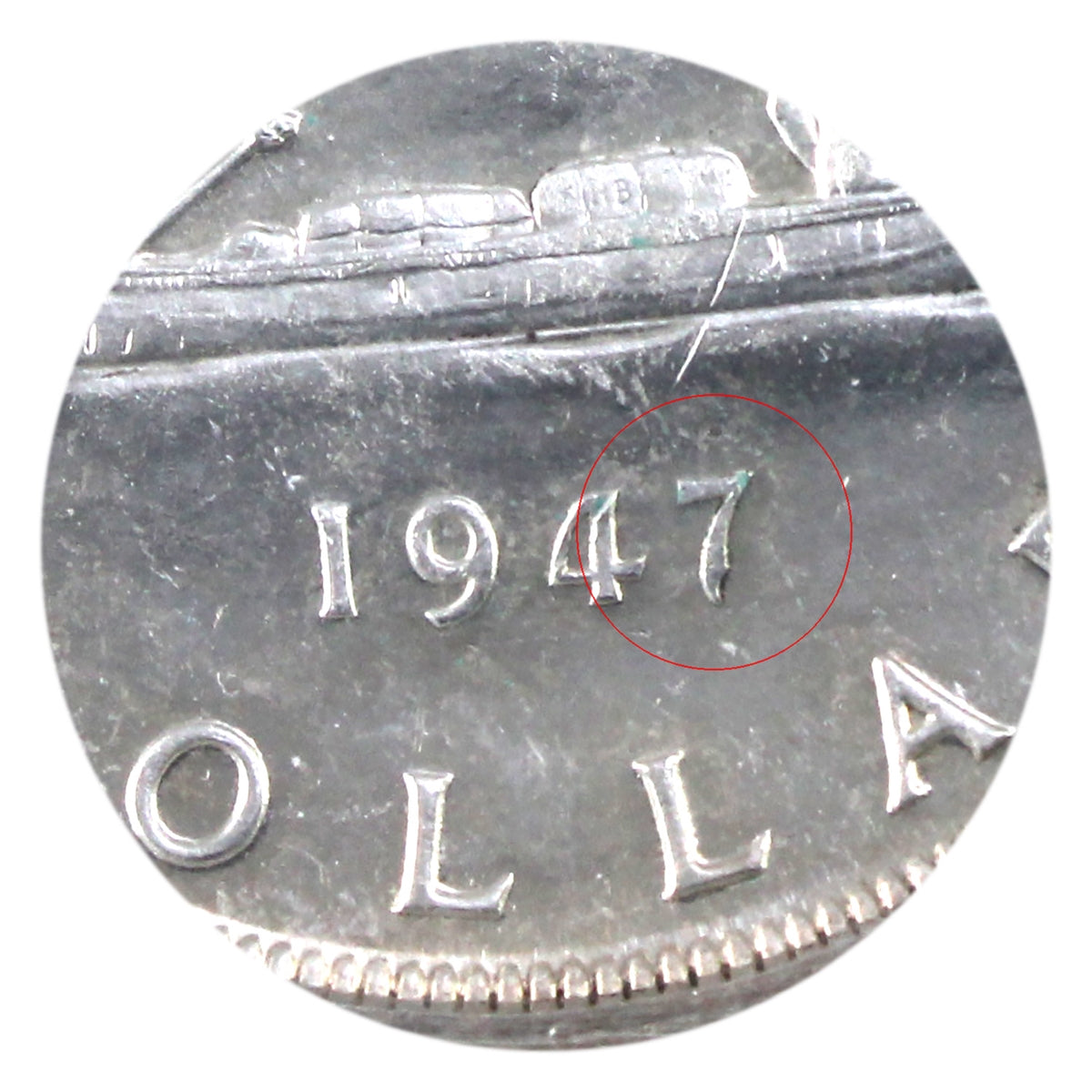 1947 Pointed 7, Double HP Canada Dollar ICCS Certified MS60 (XHI 063)