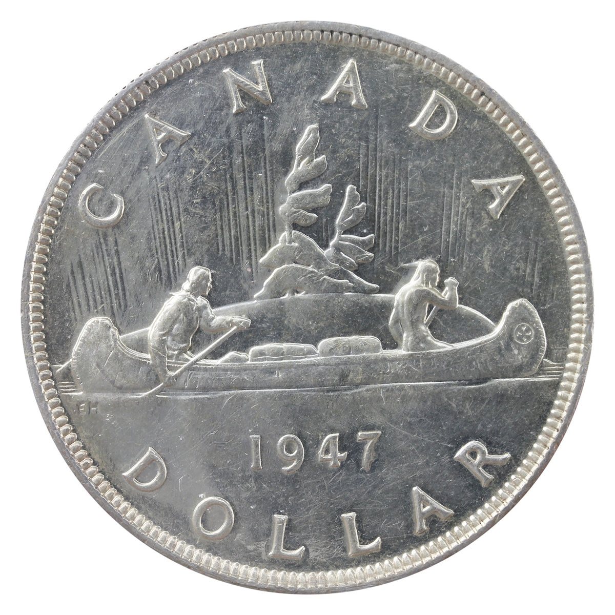 1947 Pointed 7 Canada Dollar ICCS Certified AU55