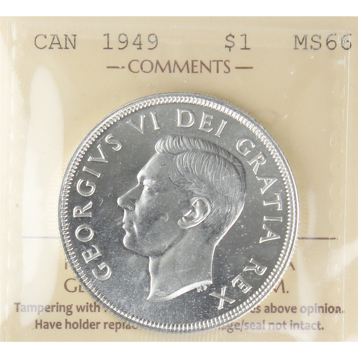 1949 Canada Dollar ICCS Certified MS-66 (XZD 074)