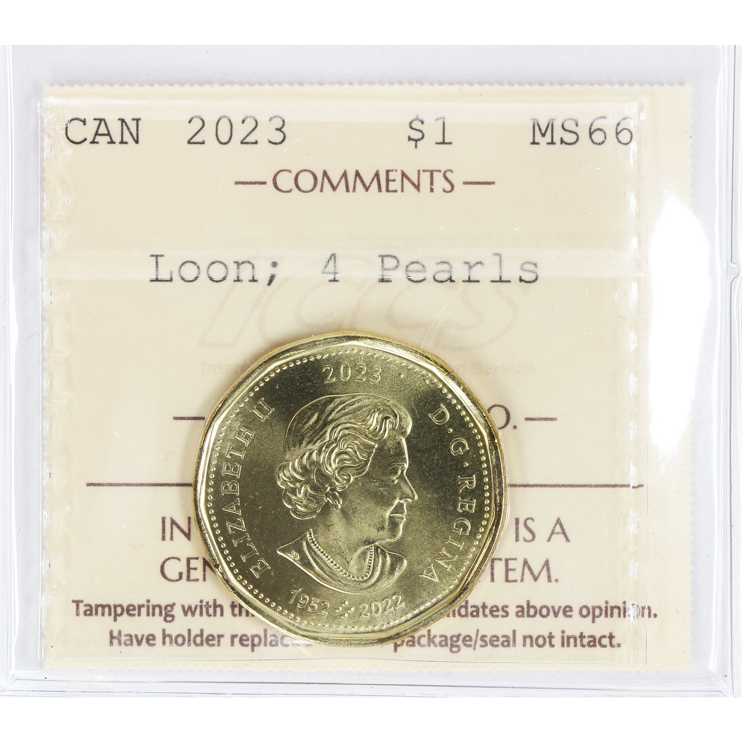 2023 4 Pearls Canada Loon Dollar ICCS Certified MS66