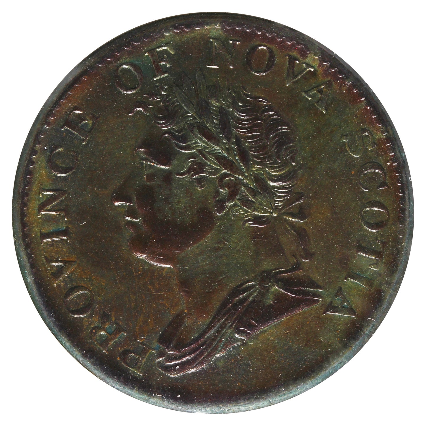 NS-1D3 1832 Nova Scotia Halfpenny Token EF-AU (EF45) Cleaned