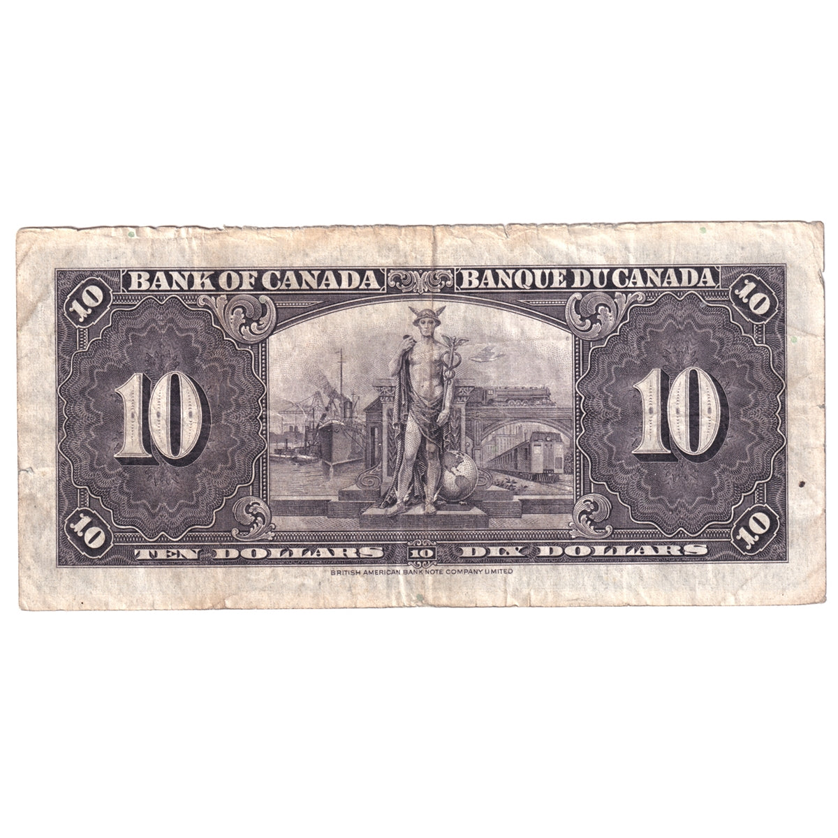 BC-24b 1937 Canada $10 Note, Gordon-Towers, F-VF (F15) Tears, holes, or impaired