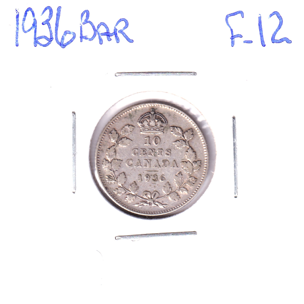 1936 Bar Canada 10-cents Fine (F-12)