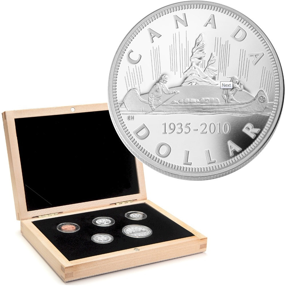 RDC 2010 Canada's Voyageur Dollar Anniversary Ltd. Ed. 5-coin Proof Set (Impaired)