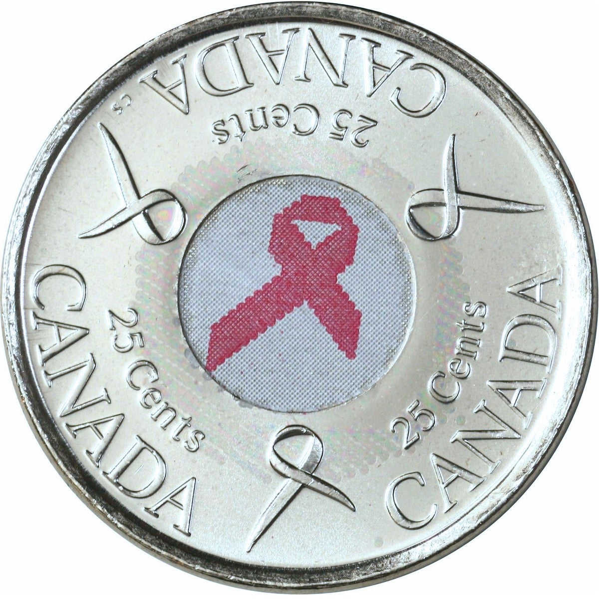 2006 Canada 25-cent Breast Cancer Pink Ribbon First Day Strike