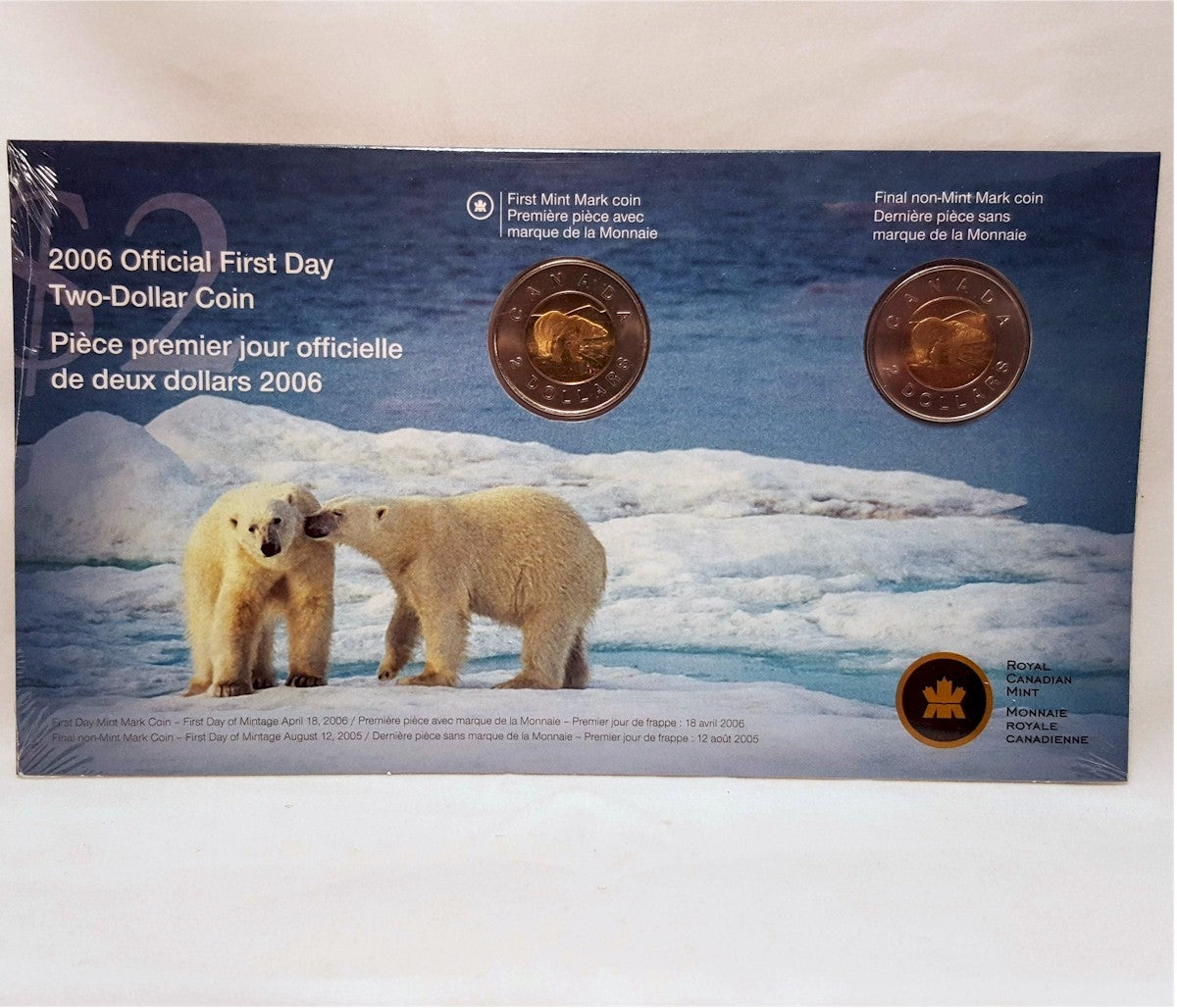 2006 Canada Regular $2 First Day Strike Coins - Old & New Mark