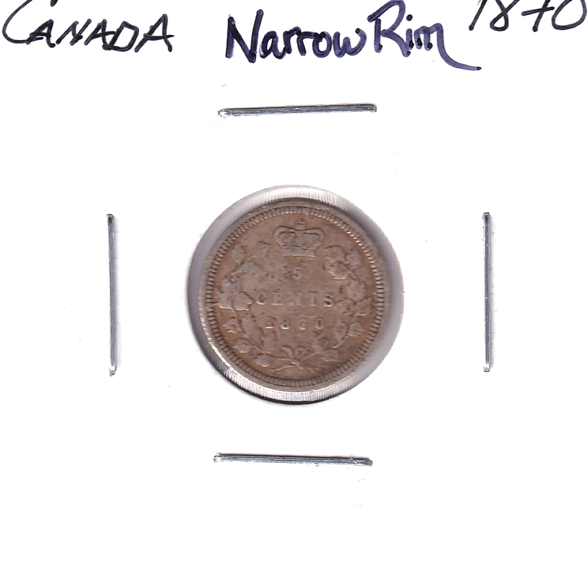1870 Narrow Rim Canada 5-cents Fine (F12)