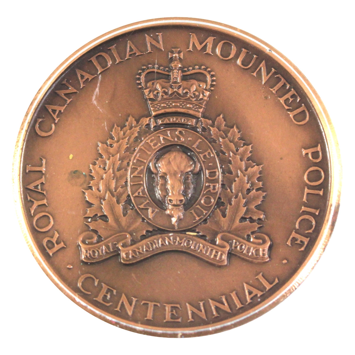 1973 RCMP Centennial Medallion (Minor toning & residue, scuffed capsule)