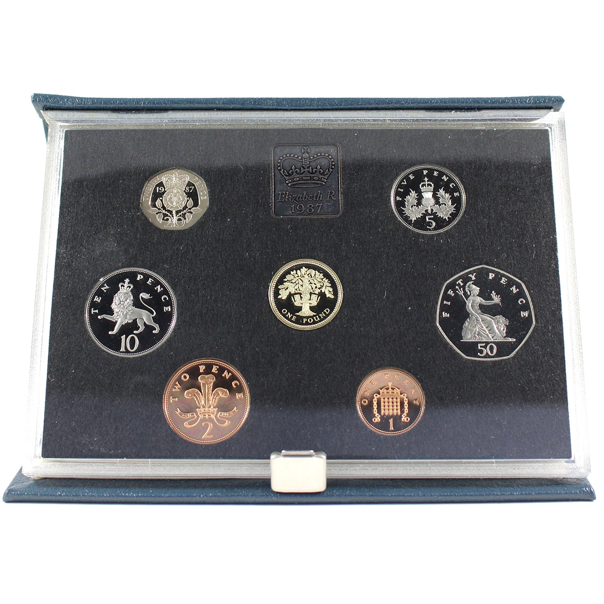 1987 Great Britain 7-coin Proof Set with Medallion